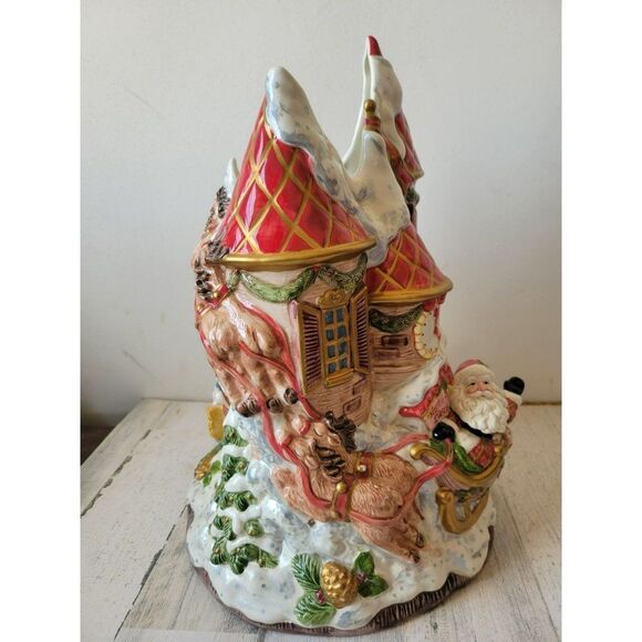 Fitz Floyd North Pole Castle reindeer slay centerpiece vase - Picture 5 of 11